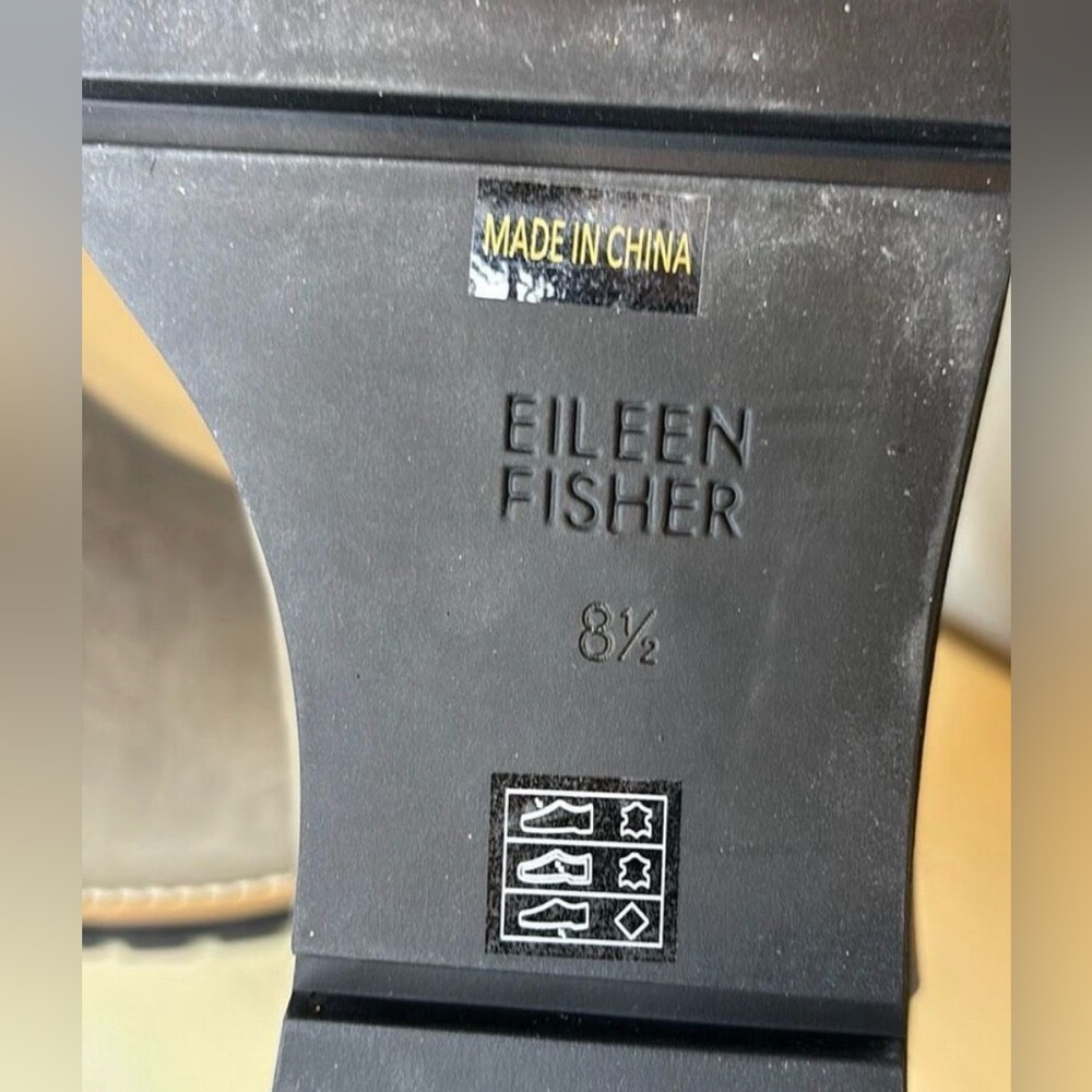 Eileen Fisher Women's Gray Leather Chelsea Wedge Fur Lined Bootie 8.5 - Picture 5 of 6